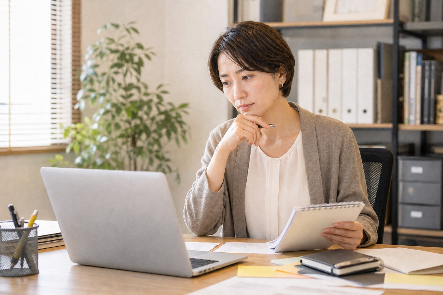 提案を比較検討する担当者